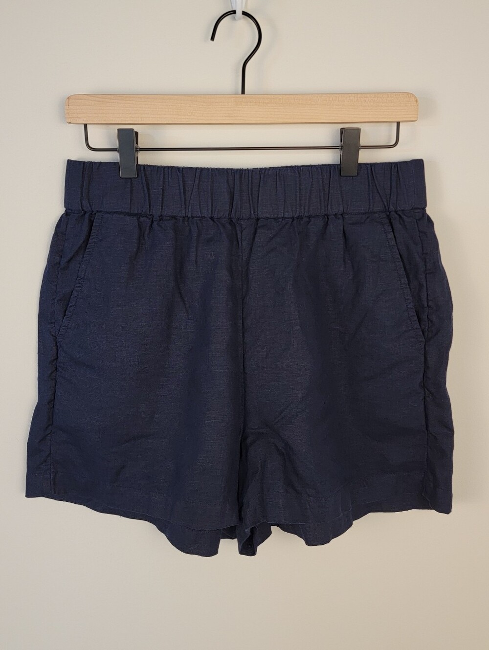 J.Crew Tropez Short 100% Linen Smocked Pull On Shorts Navy Blue Womens S - Picture 2 of 7